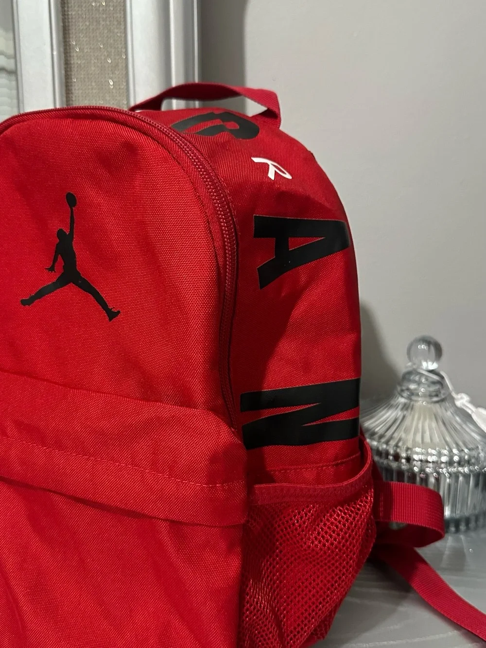 Jordan Red Mini Backpack with Black Logo